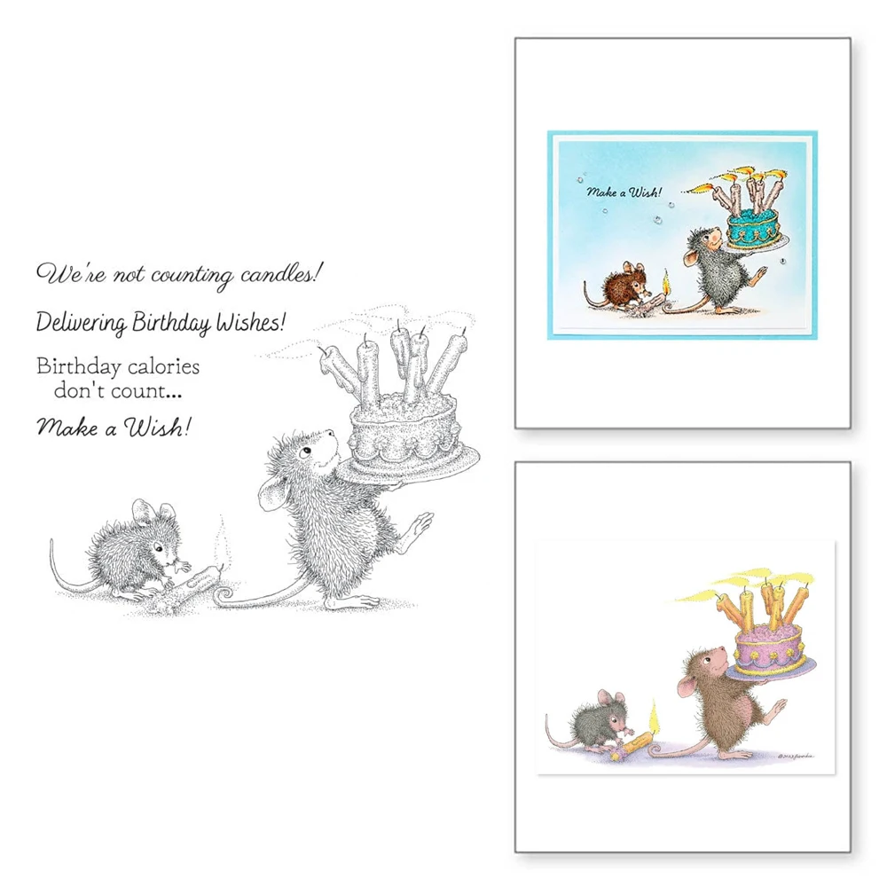 Clear Silicone Stamp Delivering Birthday Wishes Mouse DIY Crafts Card Album Making Scrapbooking Stencil