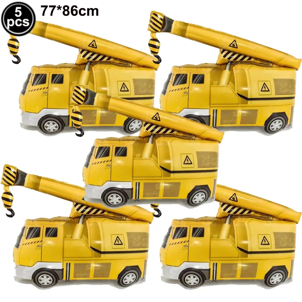 Construction Vehicle Foil Balloons Set for Boys Birthday Party Decorations