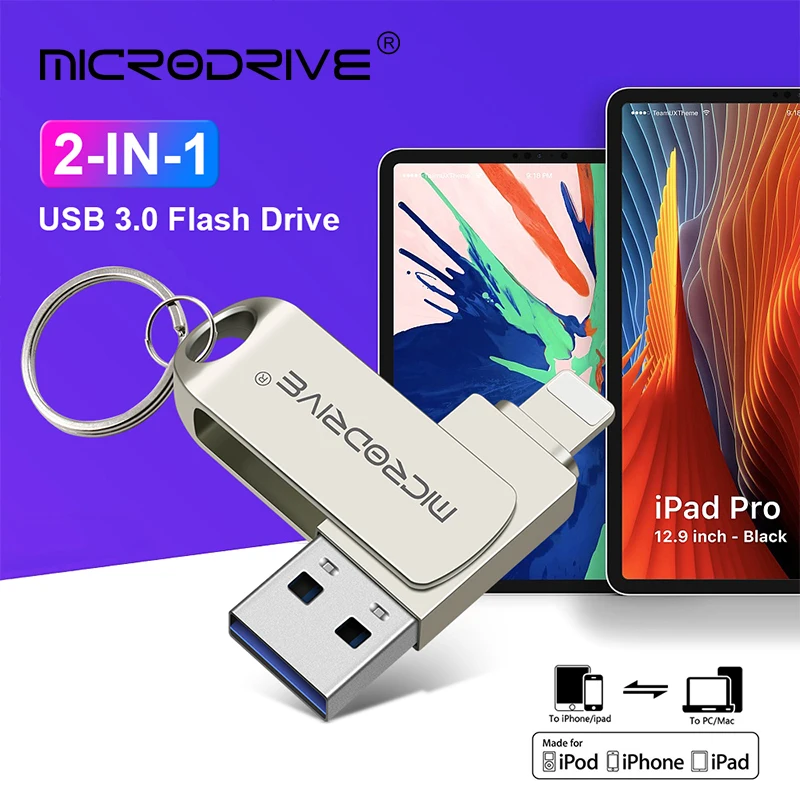 Usb 3.0 Drive for iPhone with 2 in 1 USB-A to lightning interface usb3.0 pendrive for Iphone7/8/9/11/12/13 /14/Ipad - AliExpress