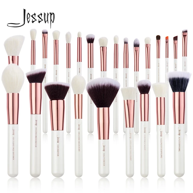 41870-f36c3c.jpg Jessup Professional Makeup brushes set ,6- 25pcs Makeup brush Natural Synthetic Foundation Powder Highlighter Pearl White T215