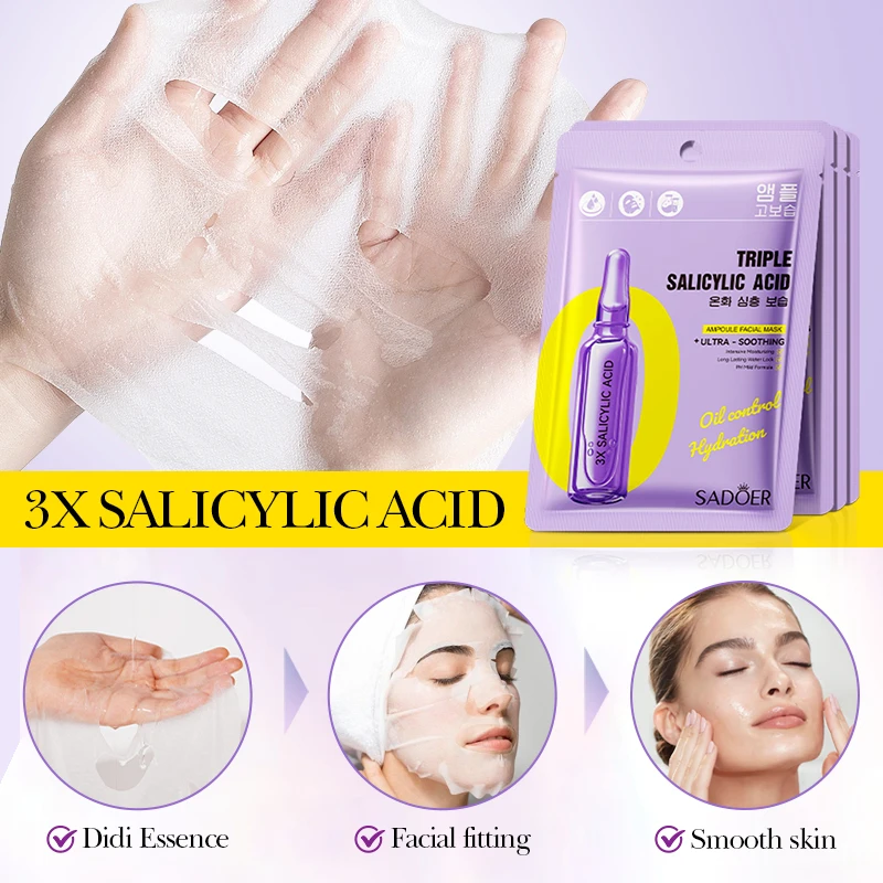 5/10pcs SADOER Salicylic Acid Face Mask  Firming Moisturizing Hydrating Facial Masks Korean Cosmetics Skin Care