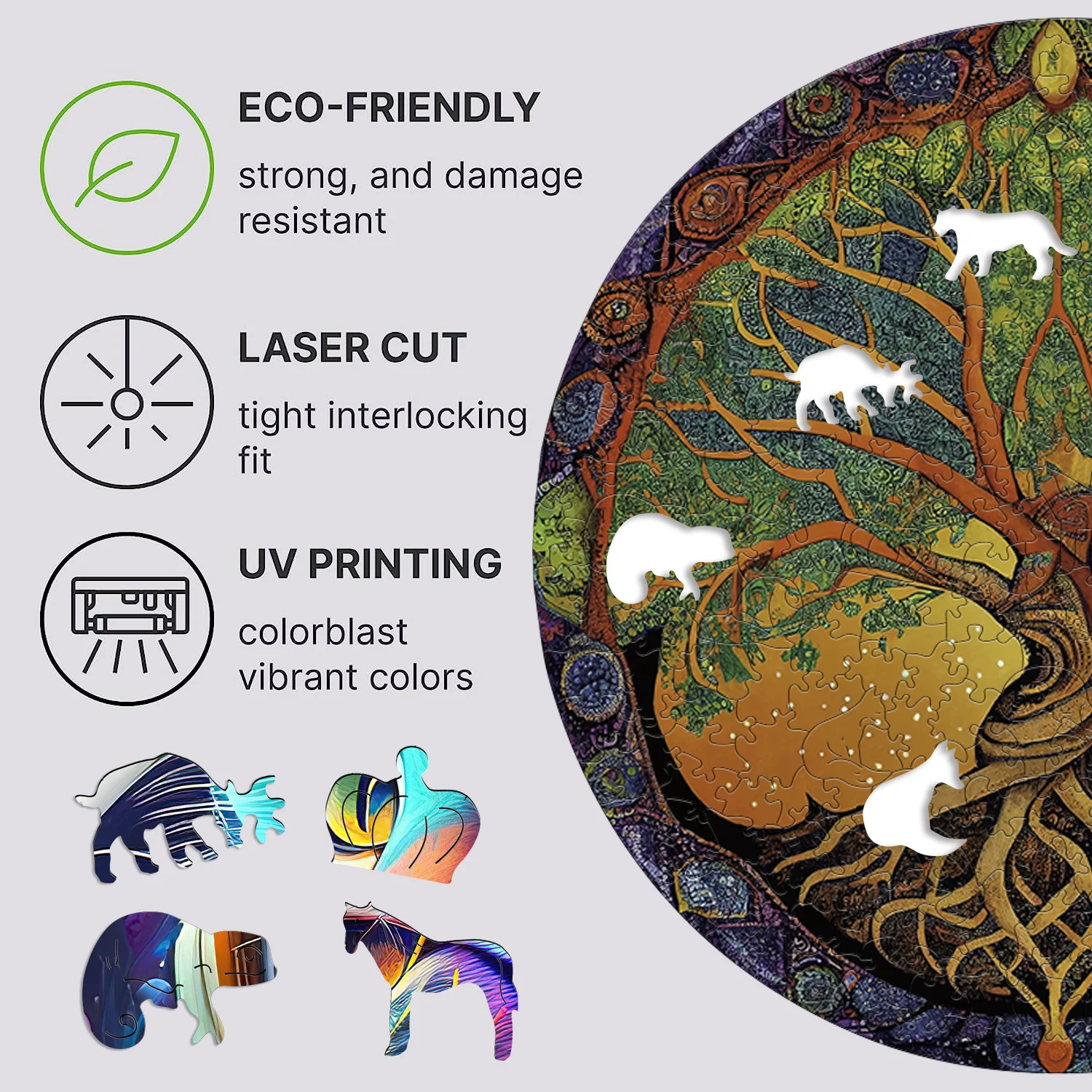Creative Plant Wooden Puzzle Life Tree Montessori Protection Puzzle Family Interactive Children's Toy Gift Puzzle Multi size 4