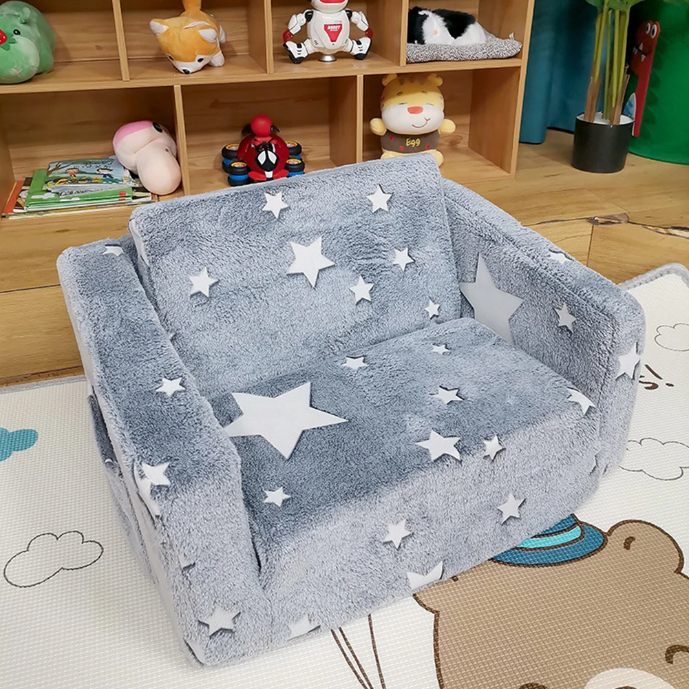 Cute Children's Sofa Flip Open Sofa Plush Toddler Chair Lazy Sofa Mini Seat Children's Backrest Bed Sofa Armchair Babies Couch 2