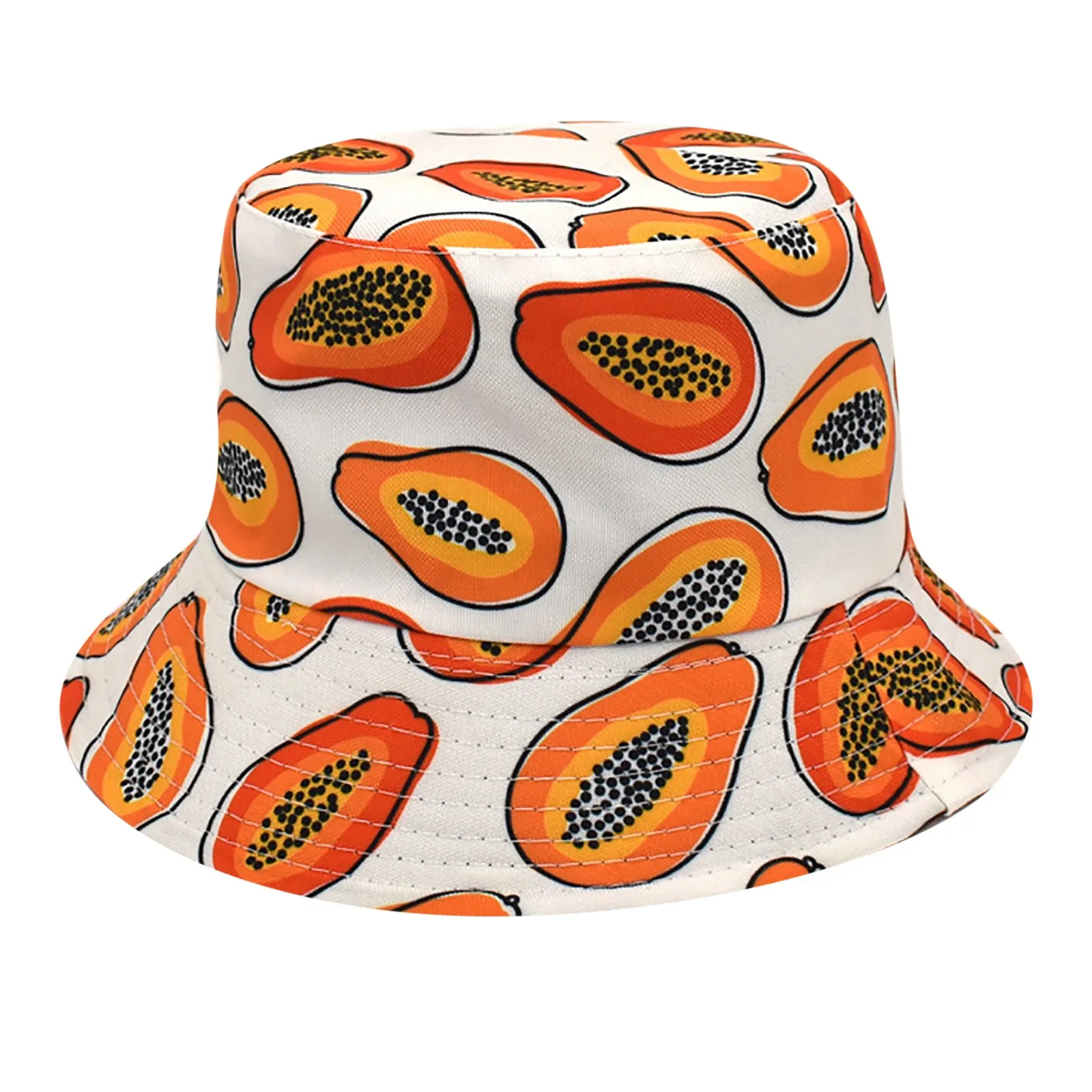 

Mens Bucket Hats Papaya Printed High Quality Reversible Panama Fisherman Cap Hawaii Korean Summer Outdoor Uv Protection Sun Cap