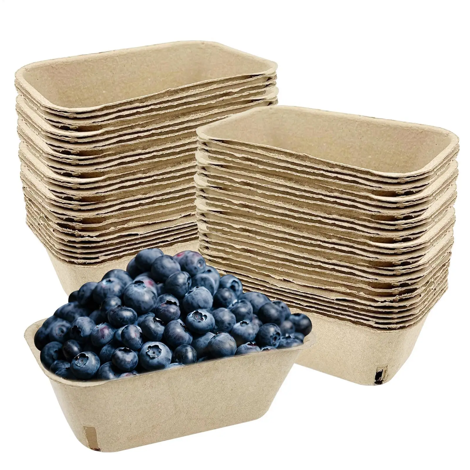 Description Picture 5 of itemBerry Basket 50Pcs Fruit Storage Baskets Food Storage Organizer Paper Pulp Berry Tray Market Basket for Kitchen Restaurant