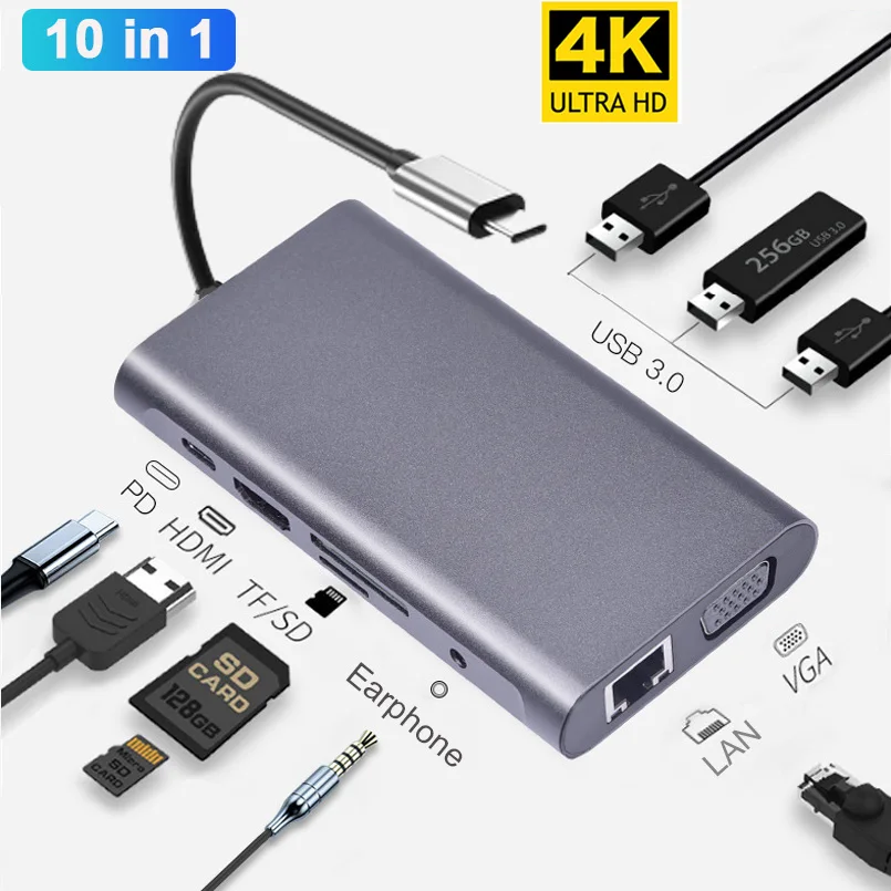 Comprar Adaptador USB tipo C - HDMI/VGA/RJ45/USB (4427809)