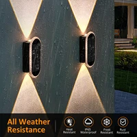 2/4 Pack Solar Fence Lights 3 Modes LED Lens Solar Lights Up & Down Solar Wall Lights for Yard, Pool, Porch, Patio, Railing 5