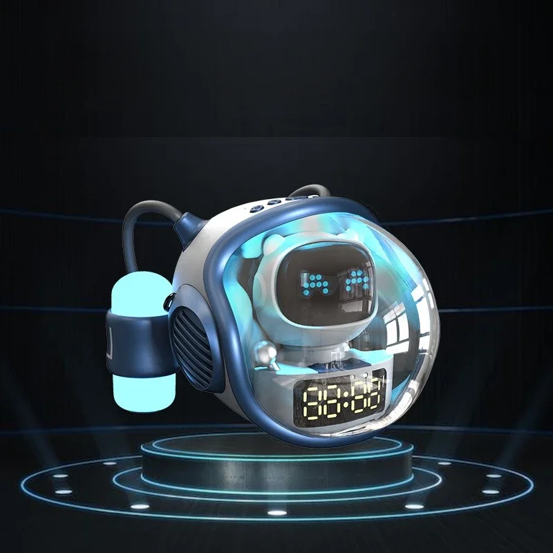 Astronaut Spaceship Wireless Bluetooth Speaker AI Interactive with RGB Light Alarm Clock Night Creative Gifts