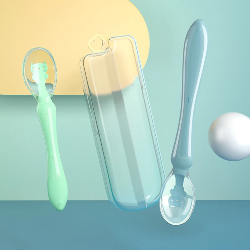 Soft Silicone Baby Feeding Spoon Candy Color Spoon Children Food Baby Spoons Feeding Dishes Feeder Flatware Silicone Feeding Spoon Silicone Cutlery Set Learning Spoons Baby Cutlery