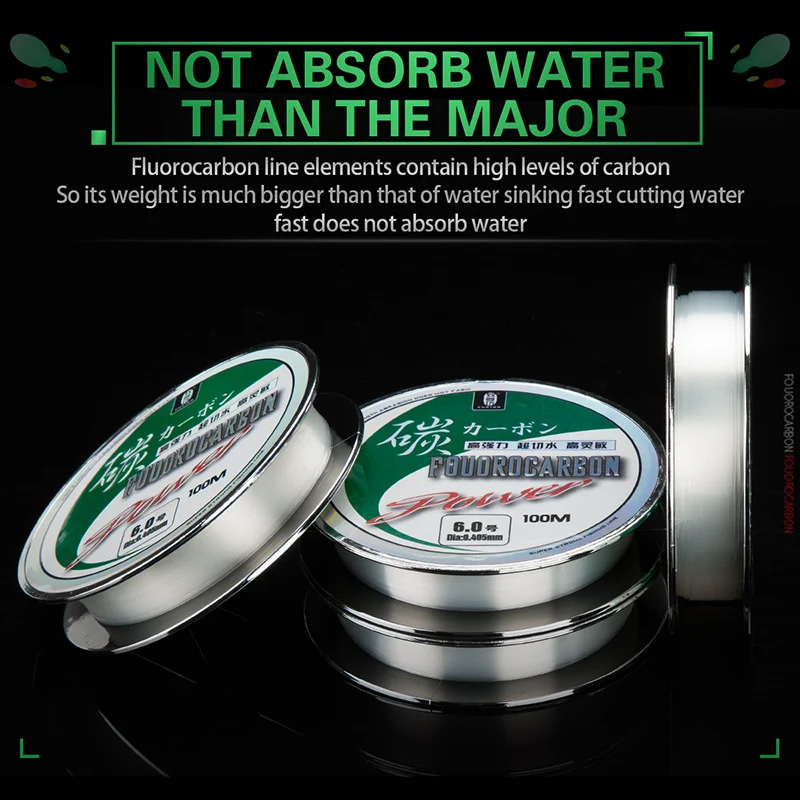 ZUKIBO 50M 100M 100% Fluorocarbon Fishing Line Diameter 0.13-0.71mm Japanese Monofilament Leader Line For Fishing Sinking Line 3
