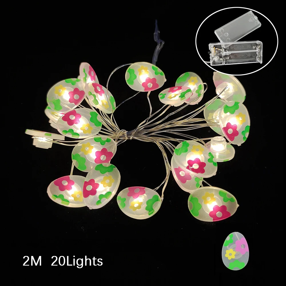2M 20Leds Easter Fairy Light String Easter Eggs Rabbit Carrot Led Lights for Home Garland Diy Light Happy Easter Decoration 2026