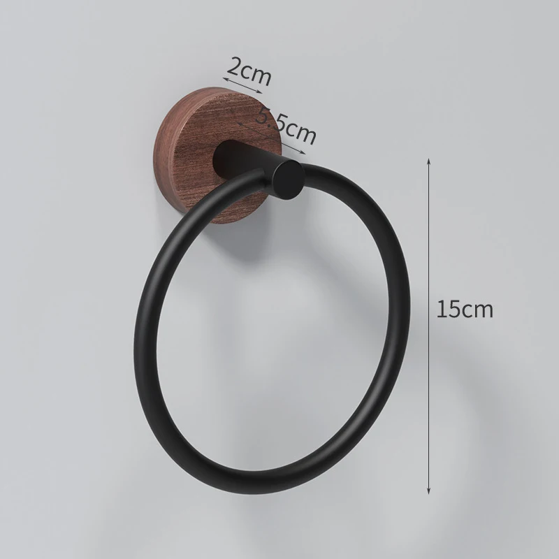 Aluminum Walnut Wood Towel Ring Hand Towel Holder for Bathroom Rack Hanger for Kitchen Wall Mount Heavy Duty Storage