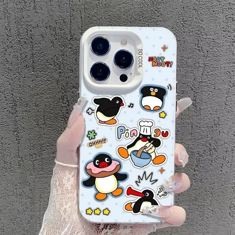 Cartoon Pingu Penguin Silver IMD Phone Case – Stylish Protective Cover
