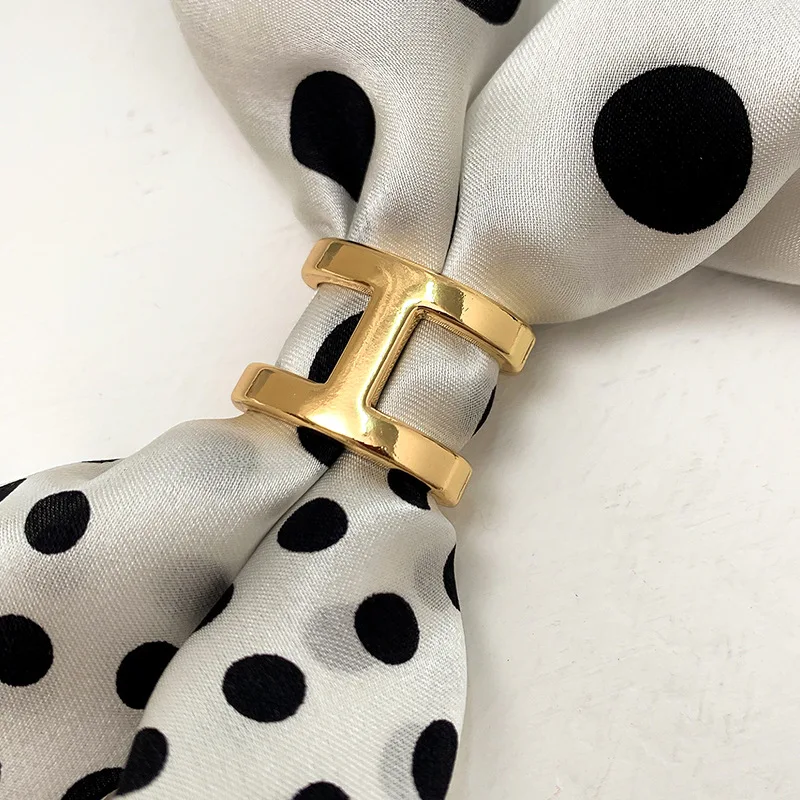 1 PCS Fashion Scarf Ring Wild Pearl Silk Scarf Buckle Clothing Angle Knot Square Scarf Button Scarf Accessories 6