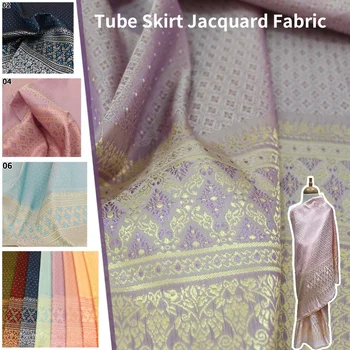 Southeast Asian Ethnic Jacquard Fabric Polyester Brocade Material for Thai Dai Skirt Tube Dress DIY Sewing Dance Costume 1