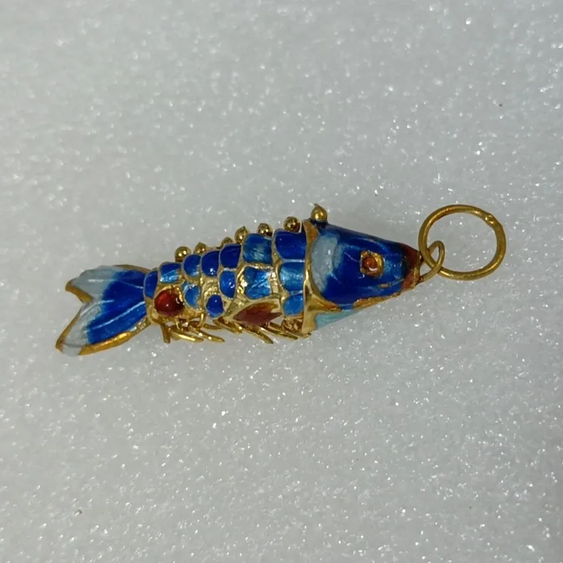 Cat Fisherman Pin, Faux Pearl Body Face, Dangling Fish, Cat Pin With Fish
