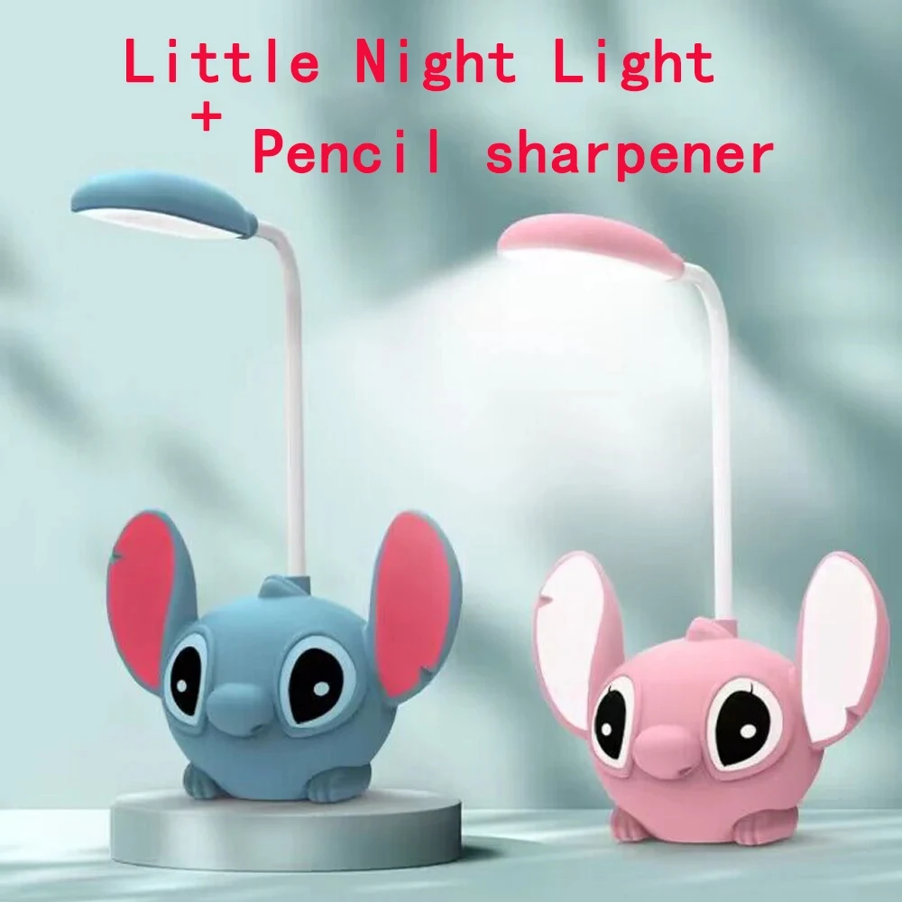 Lilo & Stitch LED 책상 램프, 연필 깎이, 접이식 조명, 귀여운 책상 램프, USB 충전 조명, 어린이 선물, 인기 디즈니
