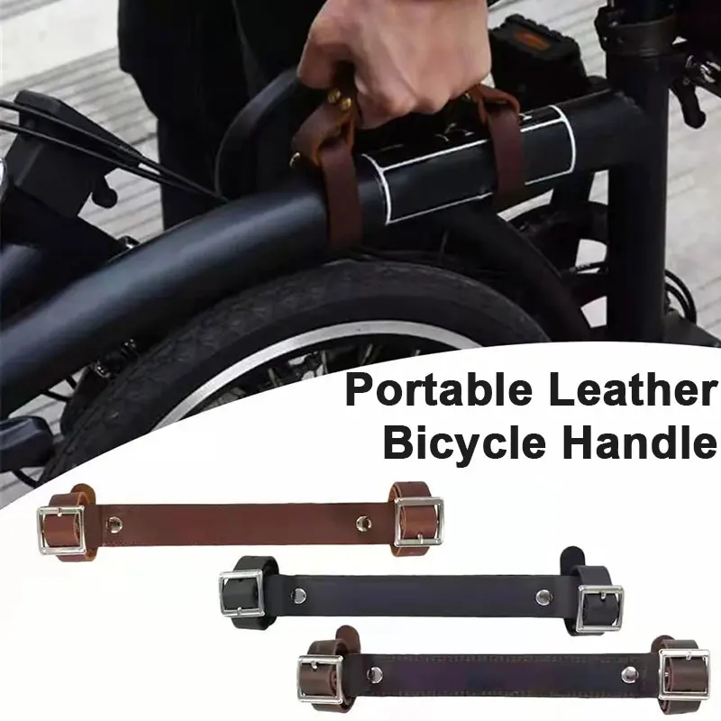 Top Layer Cowhide Bicycle Handle Strap Outdoor Sports MTB Bike Frame Carrying Handle Bicycle Frame Lifter Cycling Accessories