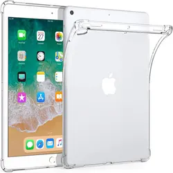 Shockproof Transparent TPU Silicone Tablet Case with Airbag Corners for iPad 6th 9.7 2018 (Transparent)