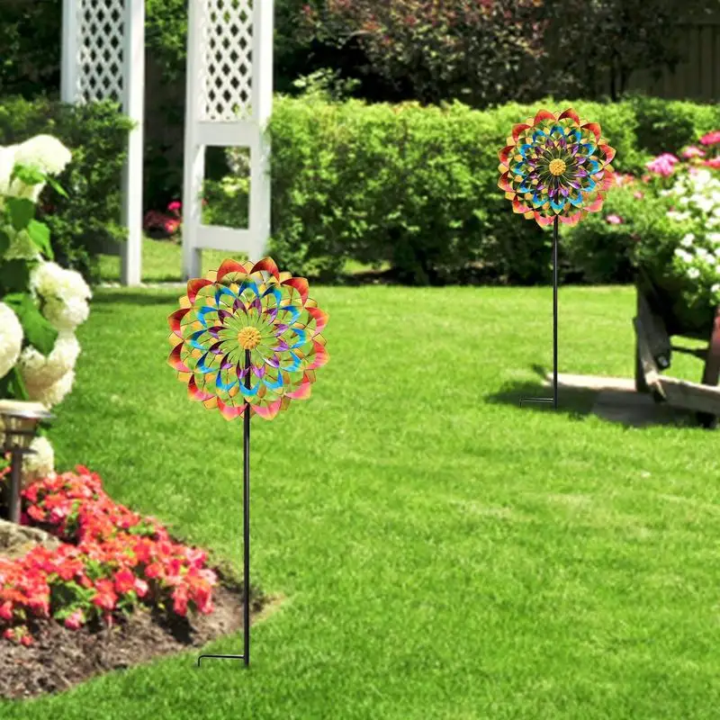 Unique And Magical Metal Windmill Rotation Wind Spinner Kinetic Windmill Sculpture Yard And Garden Decoration Accessories