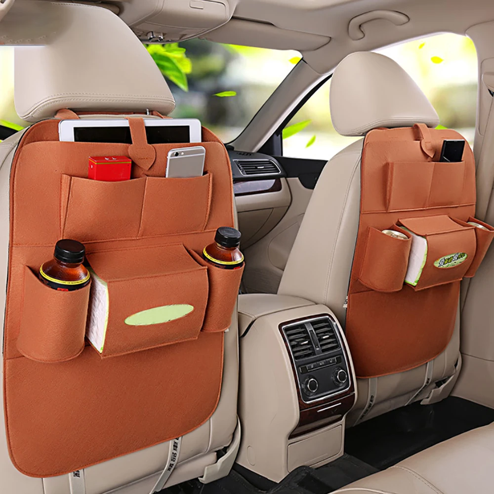 

Universal Car Back Seat Storage Bag Organizer Trunk Elastic Felt Storage Bag 6 Pockets Organizer Hanging Car Accessories