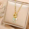 Haute qualité brillant cristal zircone Animal mignon ours pendentif collier ras du cou pour femme fille vacances serrure os chaîne bijoux cadeau
