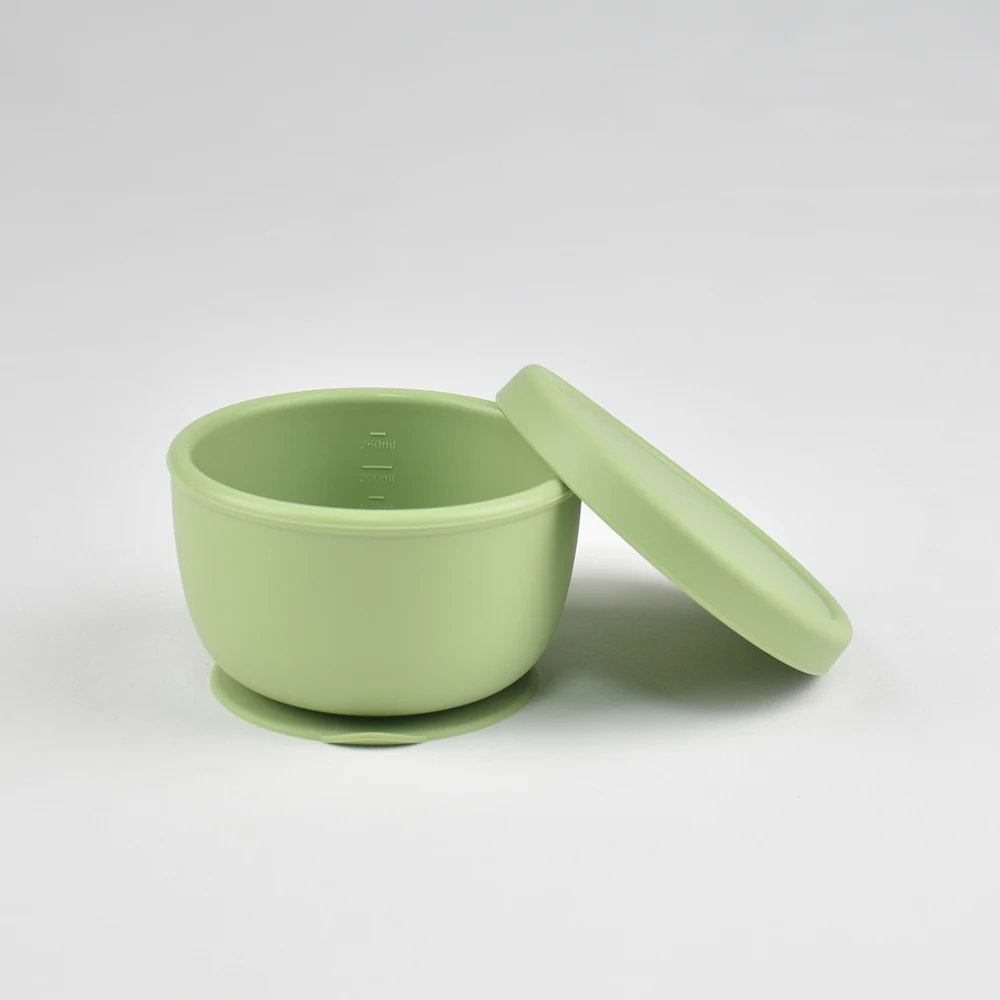 Silicone Suction Bowl with Lid, 260ML - Non-Spill Baby Feeding Bowl, Secure Suction Base for Toddlers, Learning Self-Feeding
