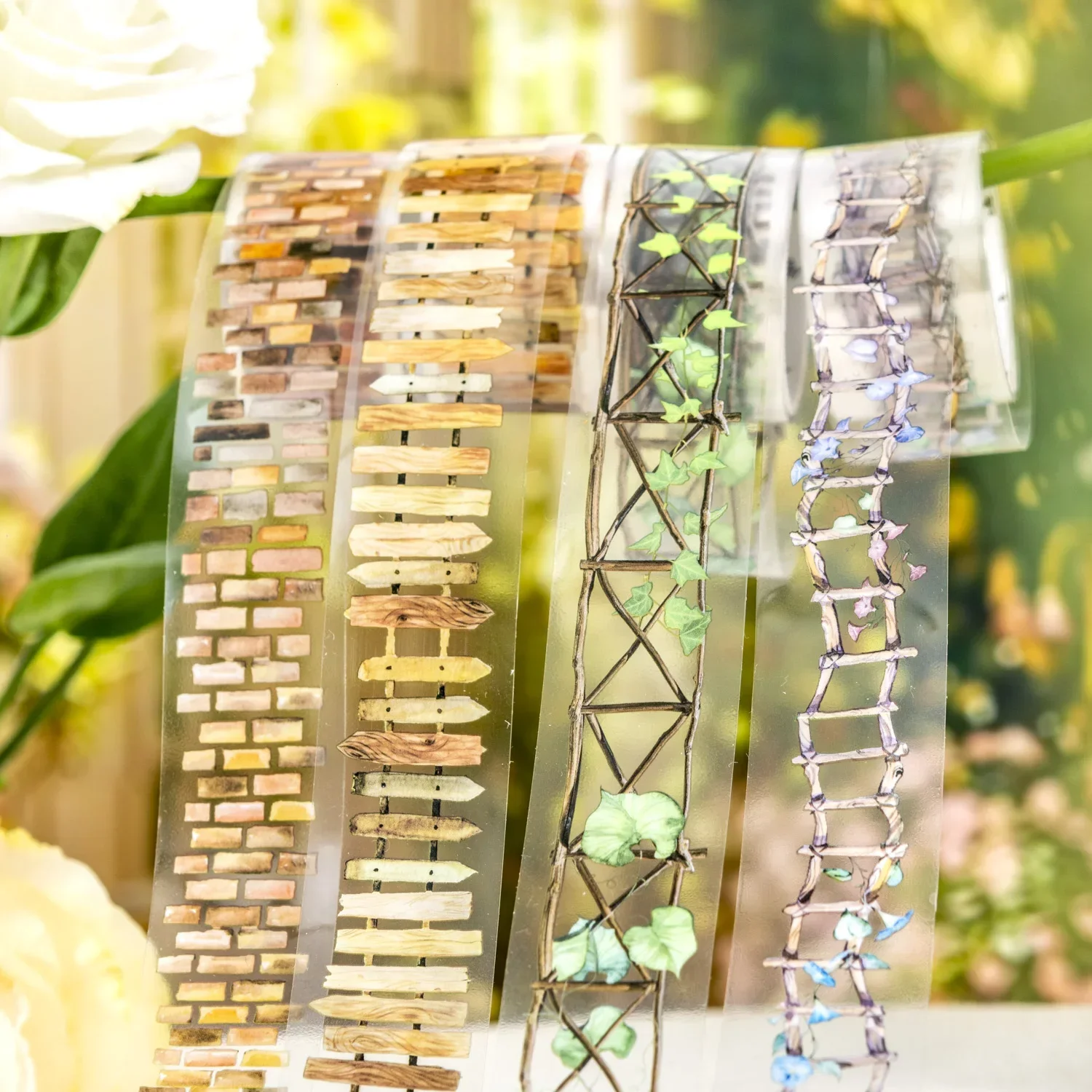 JIANWU 25mm*200cm Garden Path Series Vintage Plant Fence Wall Landscaping PET Tape Creative Journal Material Collage Stationery 2