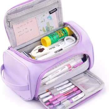 Astuccio portatile super grande e carino, portamatite multifunzionale, grande capacità, organizer per cancelleria a 2 strati, regalo per materiale scolastico
