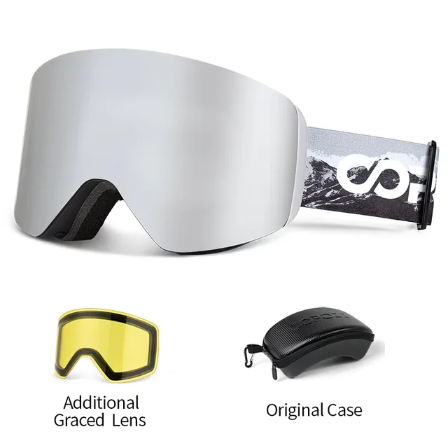 COPOZZ-Masque de ski OTG 506 pour homme et femme, kit de lunettes avec étui à lentilles jaunes, protection cylindrique UV400, lunettes de neige pour adulte 1
