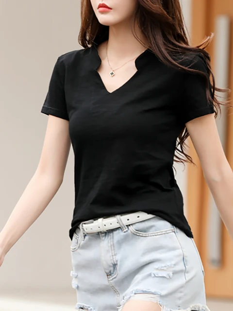 세련되고 편안한 여성용 대나무 코튼 티셔츠
