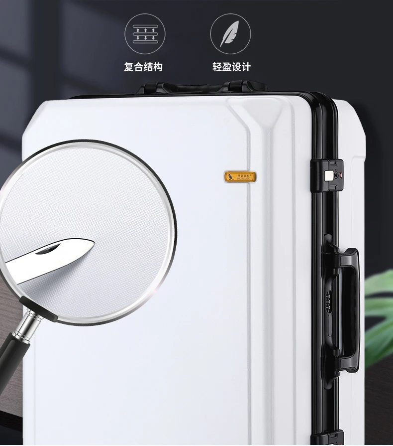 New Fashion rolling luggage aluminum frame USB charging trolley suitcase 20/24/26/28 inch students password travel luggage