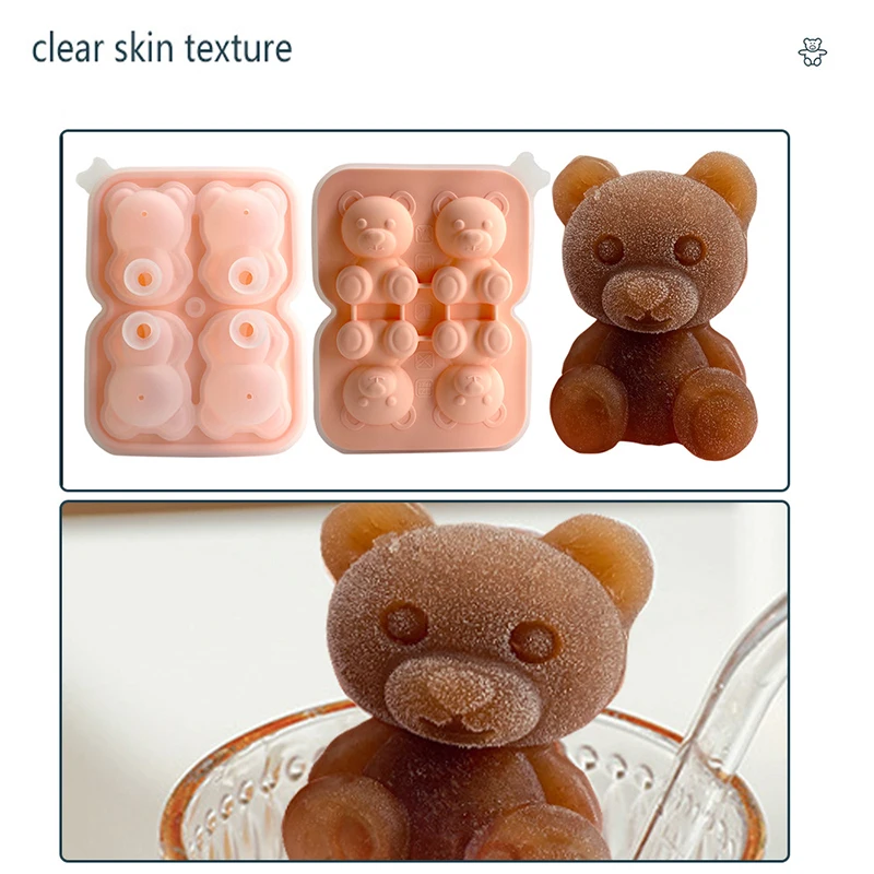 Silicone Bear ice Cube Mold 4 Grid 3D Teddy Bear Shape Ice Cube for Coffee  Milk Tea Whiskey Jelly Maker Summer Cool Home Gadgets - AliExpress