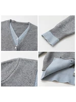 CHIC VEN femmes Cardigan décontracté col en v simple boutonnage contraste femme tricoté chandails à manches longues pulls printemps automne 4