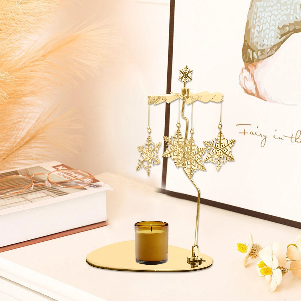 

1PCS Stainless Steel Rotating Candle Holder With Tray Glod Carousel Decoration For Table Centerpiece Birthday Valentine's Day
