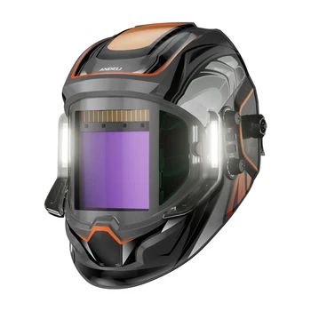 ANDELI Casco per saldatura con oscuramento automatico con ampia visualizzazione Maschera per saldatura a colori reali Sensore a 4 archi 1/1/1/2 per area di molatura di taglio di saldatura