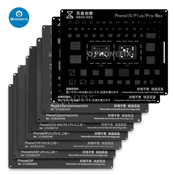 Qianli 블랙 스틸 BGA 리볼링 스텐실, 아이폰 15 14 13 12 11 프로 맥스 XS X 8P 8 7 6 CPU IC 칩 주석 도금 납땜 그물