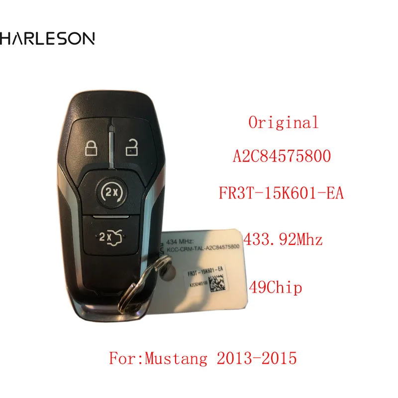 Original FR3T-15K601-EA A2C84575800 Smart Remote Key Fob 4 Buttons 49Chip 433.92MHz for  Mustang 2013 2014 2015