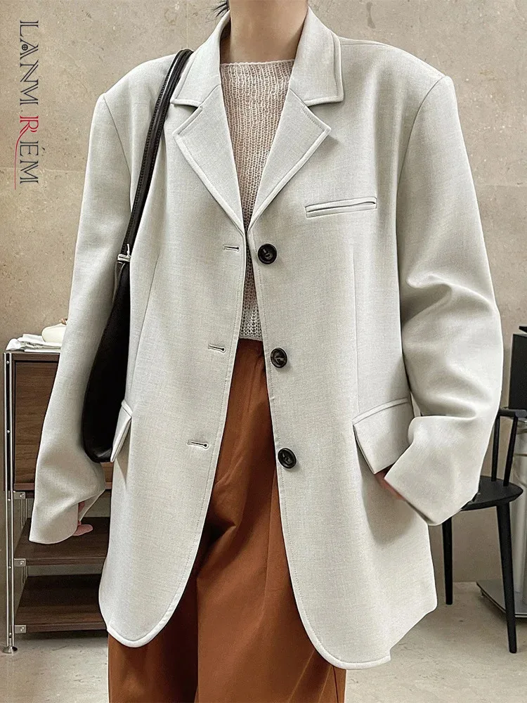 

LANMREM Solid Loose Blazer For Women Notched Single Breasted Long Sleeve Office Lady Jackets Fashion 2024 Spring New 26D942