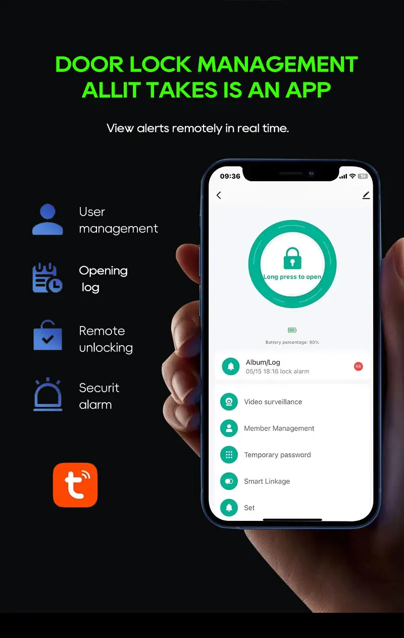 SANKESONG Tuya 3D Face Recognition Smart Lock with Security Camera Digital Electronic Intelligent Fingerprint Lock Dual Battery