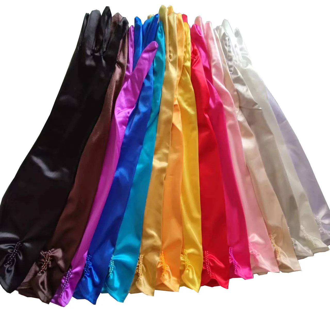 Satin Long Women Gloves Stage Performance Ball Accessories Multicolor