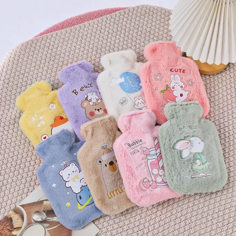 Cute Hot Water Bottle Bag for Girls Plush Shoulder Hand Warmer Heat Pack Warm Belly Instant Hot Pack Winter Water Heating Pad