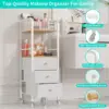 Rolling Makeup Cart Organizer - Floor Skincare Make Up Storage with 3 Drawers, Vanity Organizer Cosmetic Display Cases 5