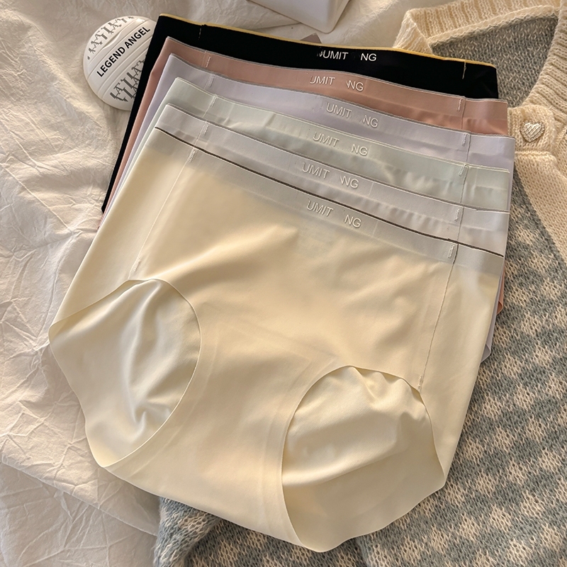 6pcs Women Ice Silk Panties Seamless Ultra Thin Hip Lifting Solid Color Smooth briefs Middle Waist Breathable Close Fitting
