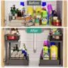 2 Tier Under Sink Organizer and Storage Basket,Slide Out Under Cabinet Organizer Shelf,Multi-Purpose Pull Out Drawer Cabinet 3