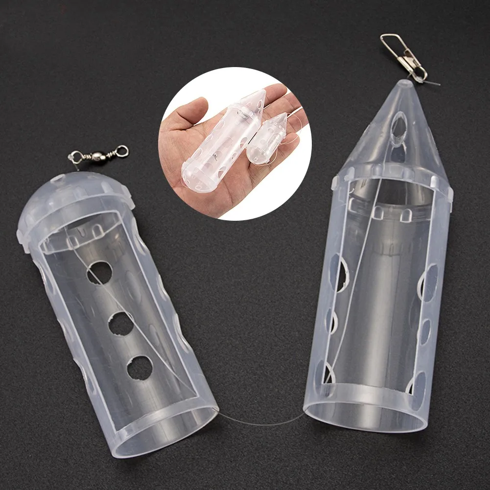 

1PC Bait Cage Fishing Trap Basket Feeder Holder Catcher Clear Cap Swim Feeders Ideal For Carp Match Fishing Tackle Maggot Feeder