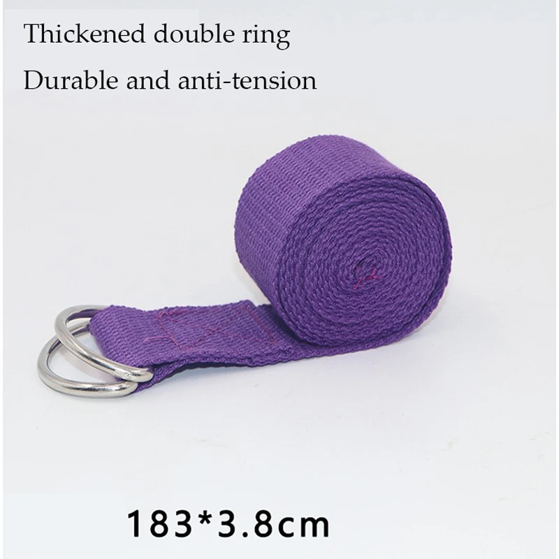 1Pc Yoga Strap For Yoga Pilates Ballet Dance With Adjustable D-Ring Buckle Cotton Belt For Fitness Daily Stretching
