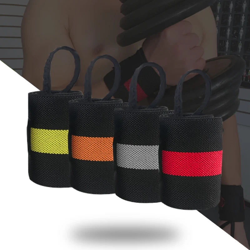 

1 Pair Adjustable Weightlifting Wrist Brace Support Fitness Wristbands Power Training Bar Grip Barbell Wrist Strap Custom Logo