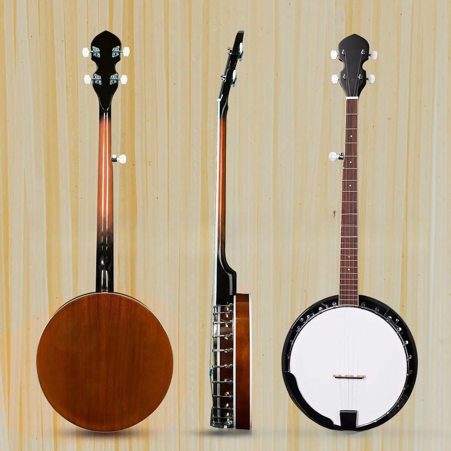 5-String Geared Tunable Banjo-High-Quality Closed Back Design with 24 Brackets, Remo Head, Premium Hardcase Beginners