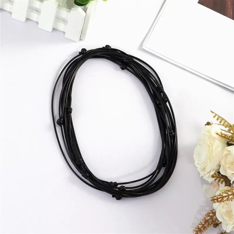 10/50pcs Adjustable 40-80cm Long Black Braid Wax Cord DIY Pendant Necklace Knot Sliding Cord For Jewelry Making Findings